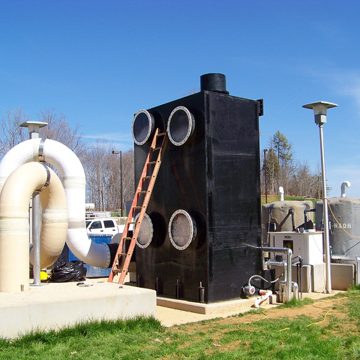 HDPE Modular Mod2 Packaged Scrubber System - Meter Pump Enclosure and Chemical Storage Tanks